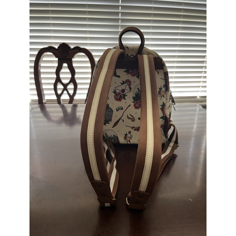 Loungefly Harry Potter Tattoo Art Cream Color Mini Backpack Excellent Condition - Picture 3 of 16